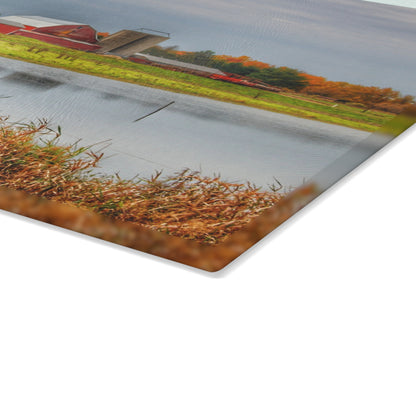 U R There Photography Oakwood Reds Rustic Farmhouse Tempered-Glass Cutting Board