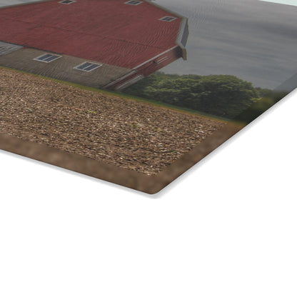 U R There Photography Cade Road Red I Rustic Farmhouse Tempered-Glass Cutting Board