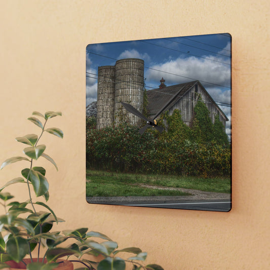 U R There Photography Metamora M-24 Grey II Rustic Farmhouse Acrylic Analog Wall Clock