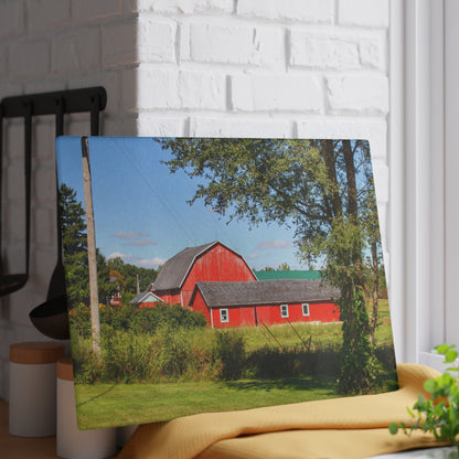 U R There Photography Lake Pleasant Reds II Rustic Farmhouse Tempered-Glass Cutting Board
