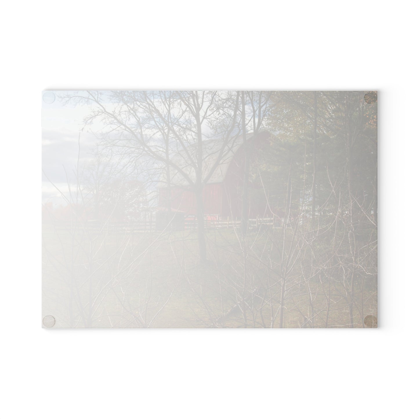 U R There Photography Laur Road Hidden Red Rustic Farmhouse Tempered-Glass Cutting Board