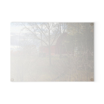 U R There Photography Laur Road Hidden Red Rustic Farmhouse Tempered-Glass Cutting Board