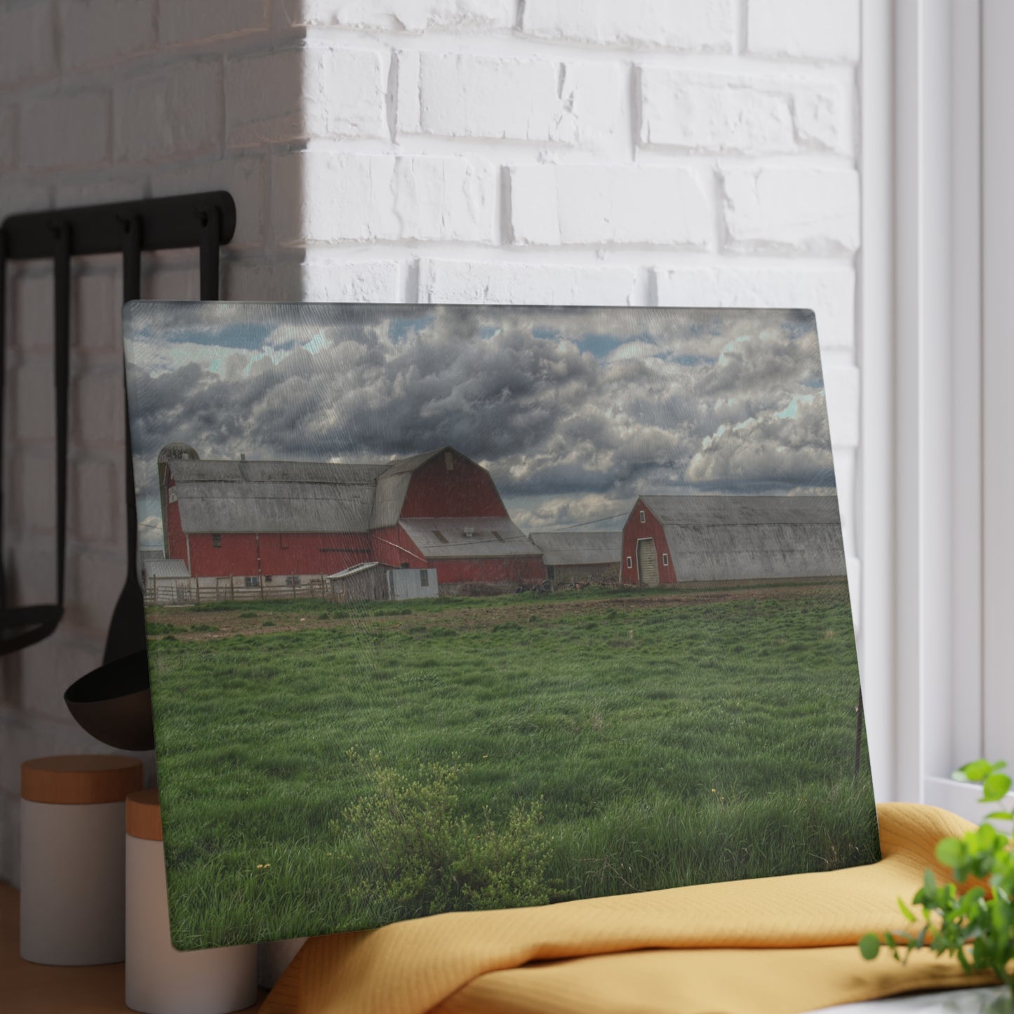 Barn Boutique Rustic Tempered-Glass Cutting Board| Northern Sandusky Reds