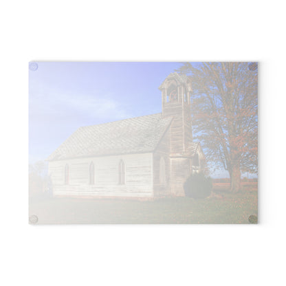 U R There Photography Schoolhouse of Marlette Road I Rustic Farmhouse Tempered-Glass Cutting Board