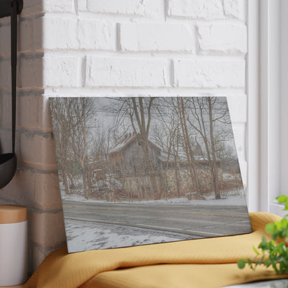 U R There Photography Leonard Stone Grey Rustic Farmhouse Tempered-Glass Cutting Board