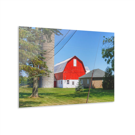U R There Photography East Lake Road Red and Little Grey Rustic Farmhouse Acrylic Wall Print