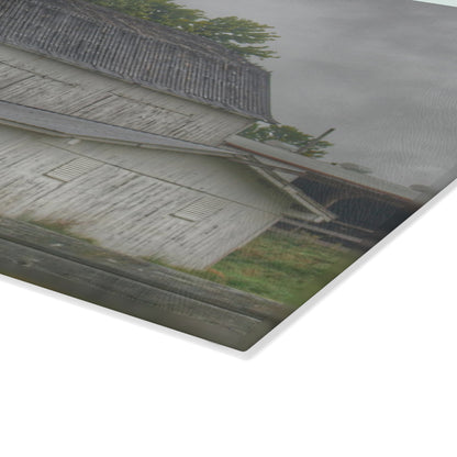 U R There Photography Columbiaville White Rustic Farmhouse Tempered-Glass Cutting Board