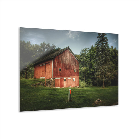 U R There Photography Buckhorn Lake Road Red Rustic Farmhouse Acrylic Wall Print