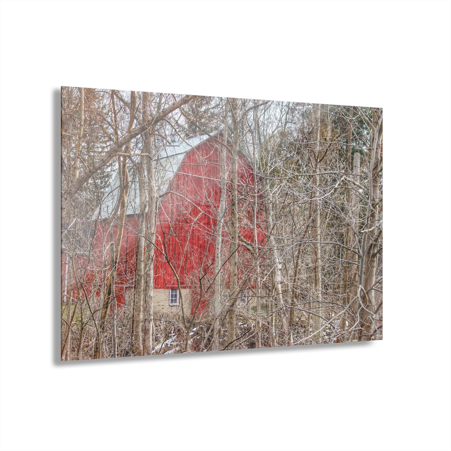 U R There Photography Lake Pleasant Hidden Red Rustic Farmhouse Acrylic Wall Print