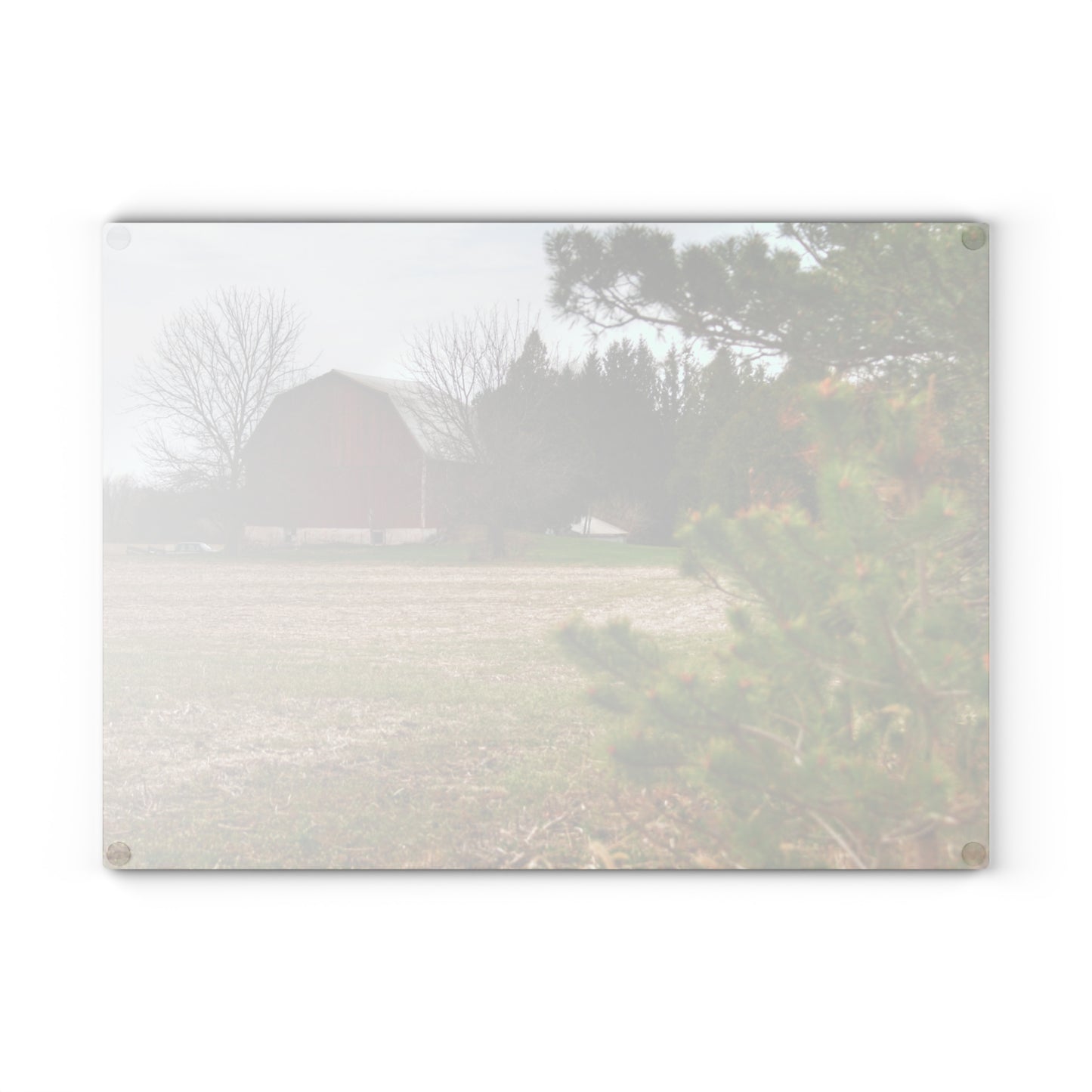 U R There Photography Hidden Millington Road Red Rustic Farmhouse Tempered-Glass Cutting Board