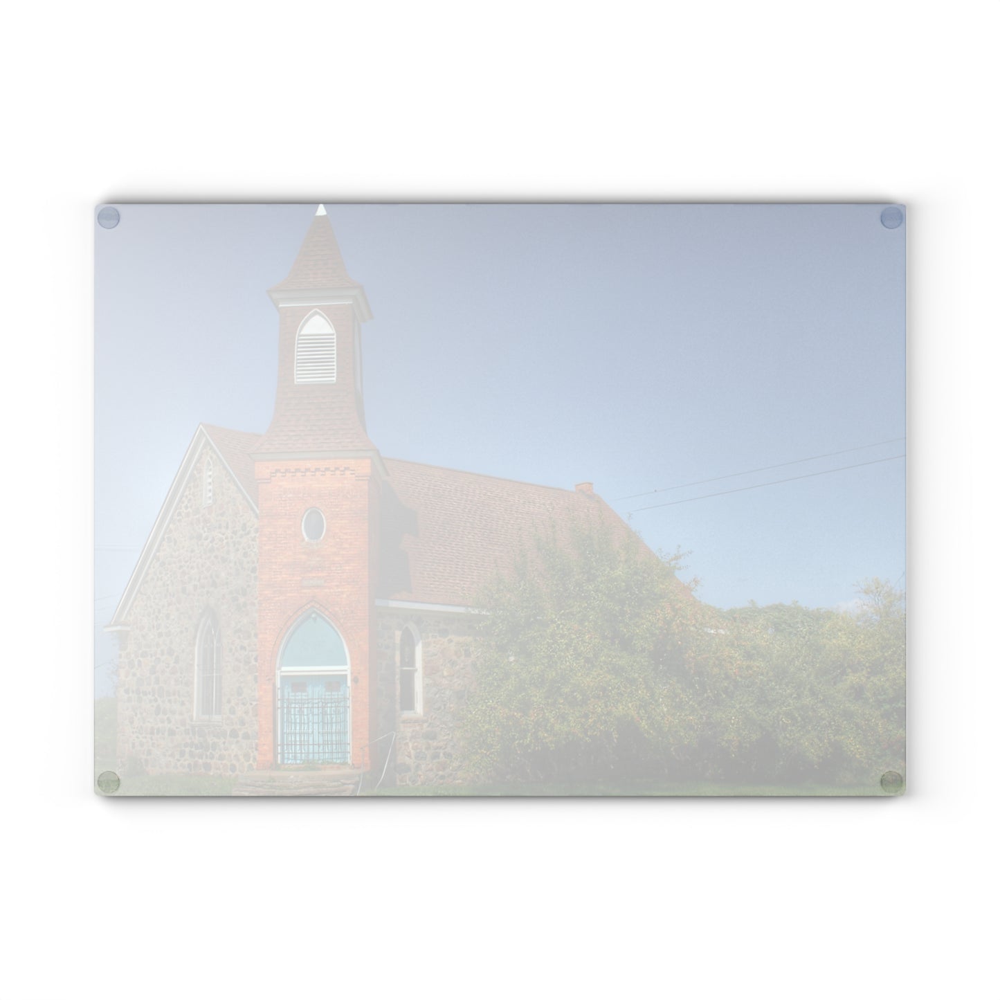 U R There Photography Mayville Church of the Past Rustic Farmhouse Tempered-Glass Cutting Board