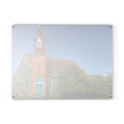 U R There Photography Mayville Church of the Past Rustic Farmhouse Tempered-Glass Cutting Board