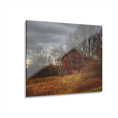 U R There Photography December Fieldstone Red Rustic Farmhouse Acrylic Wall Print