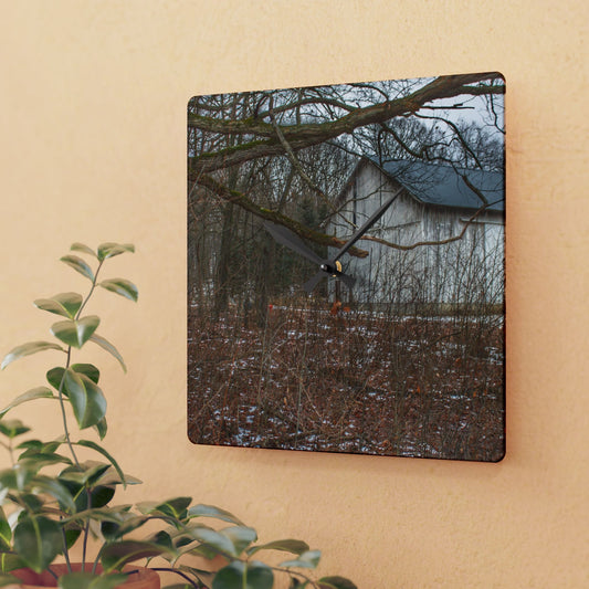 U R There Photography Norway Lake Hidden White Rustic Farmhouse Acrylic Analog Wall Clock