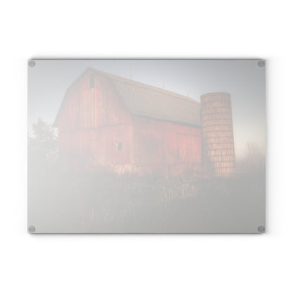 U R There Photography Columbiaville Red II Rustic Farmhouse Tempered-Glass Cutting Board