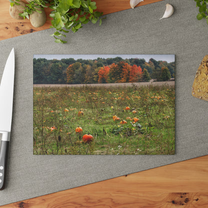 U R There Photography Once Upon a Time in a Pumpkin Patch Rustic Farmhouse Tempered-Glass Cutting Board