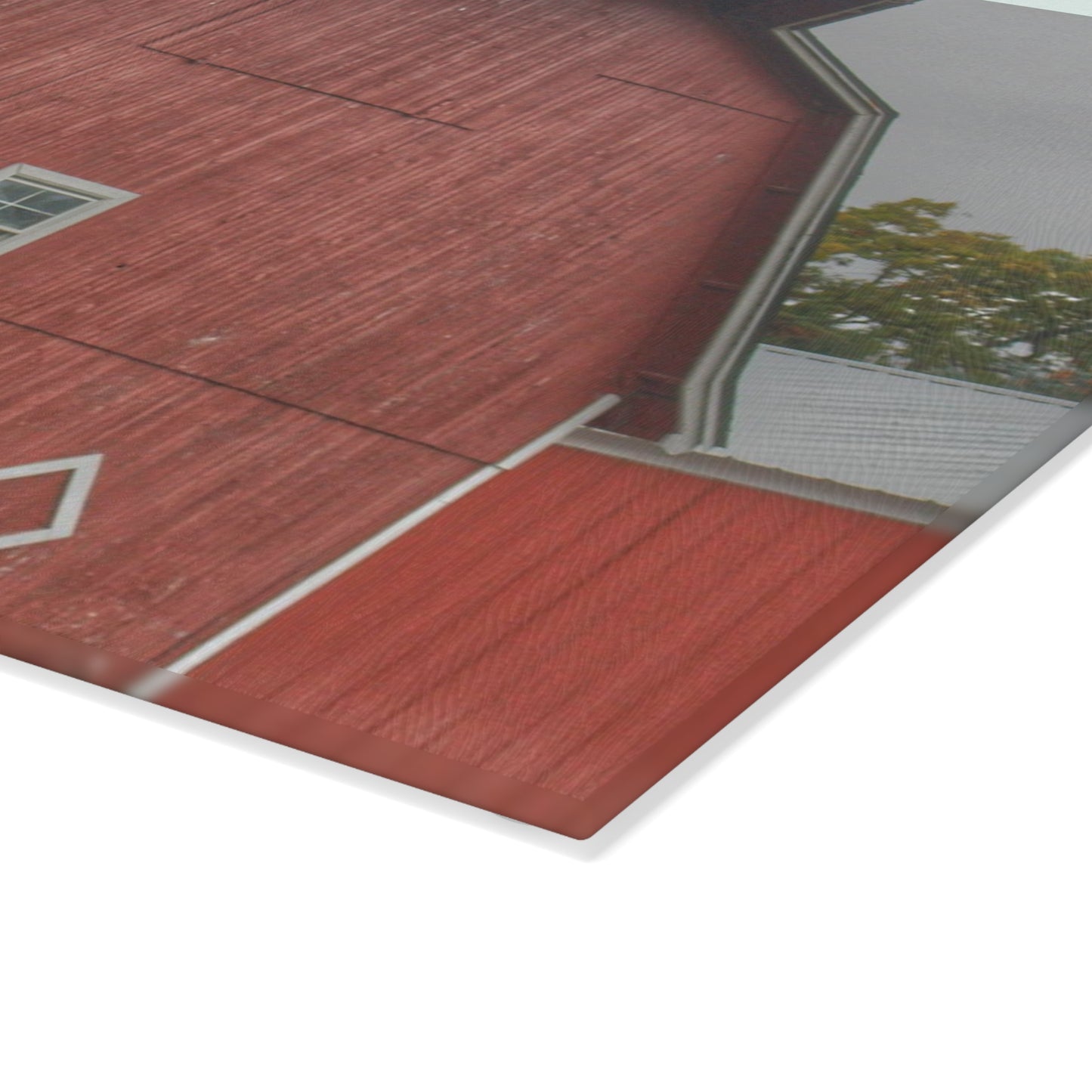 U R There Photography Brauer Road Red Rustic Farmhouse Tempered-Glass Cutting Board
