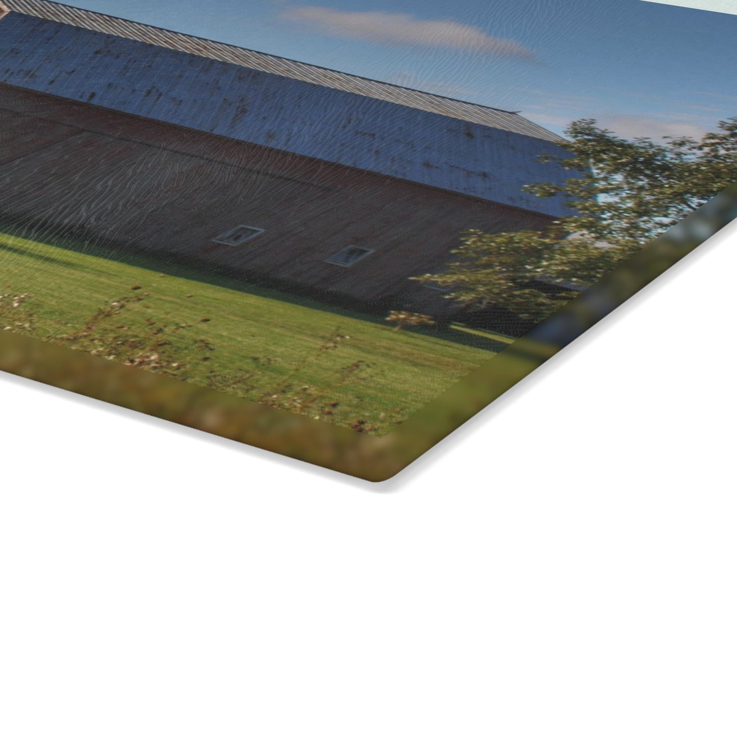 U R There Photography Croswell Fargo Road Red Rustic Farmhouse Tempered-Glass Cutting Board
