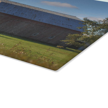U R There Photography Croswell Fargo Road Red Rustic Farmhouse Tempered-Glass Cutting Board