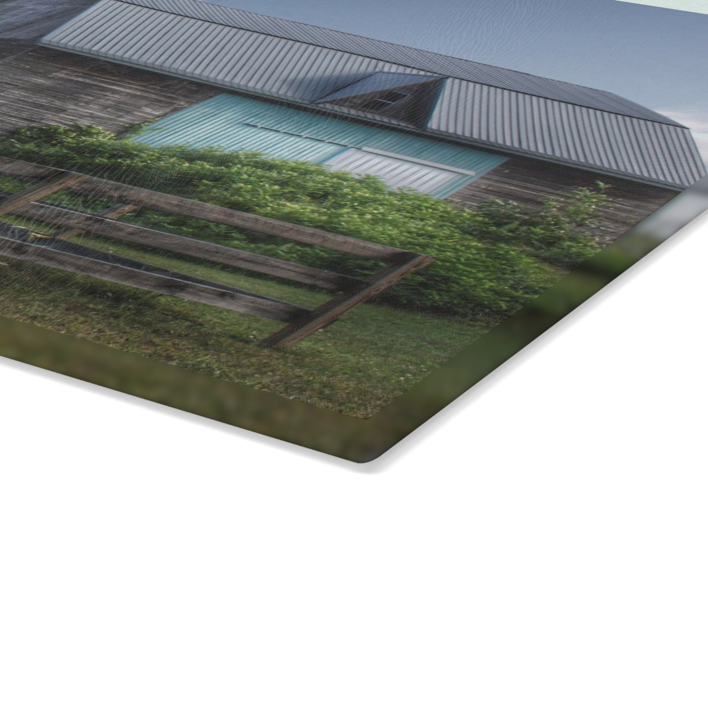 U R There Photography Harris Road Grey Rustic Farmhouse Tempered-Glass Cutting Board