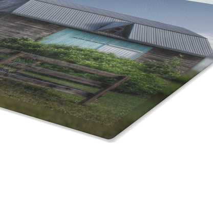 U R There Photography Harris Road Grey Rustic Farmhouse Tempered-Glass Cutting Board