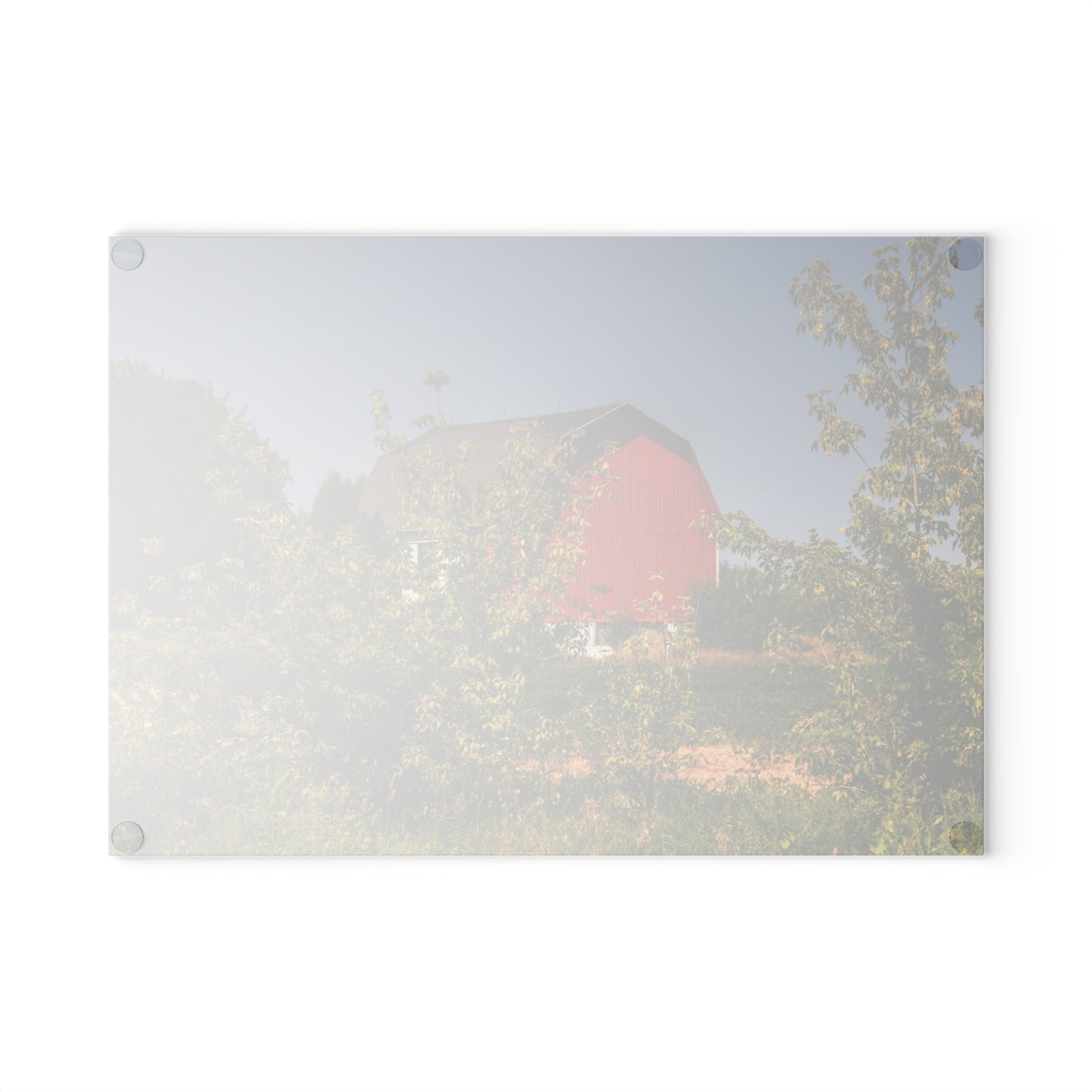U R There Photography Beyond the Bushes Red Rustic Farmhouse Tempered-Glass Cutting Board