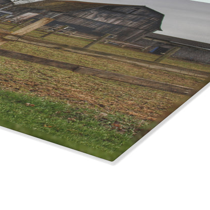 U R There Photography South Summers Road Old Grey and Caramel II Rustic Farmhouse Tempered-Glass Cutting Board