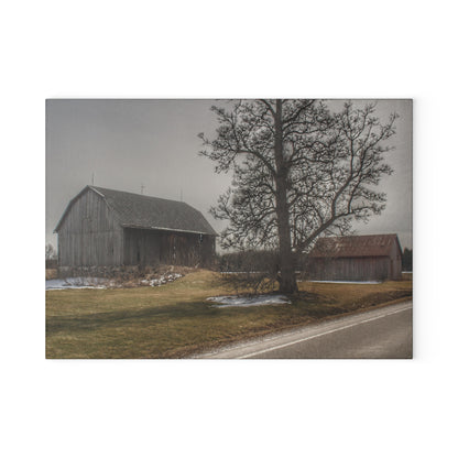 U R There Photography Roadside Greys Rustic Farmhouse Tempered-Glass Cutting Board