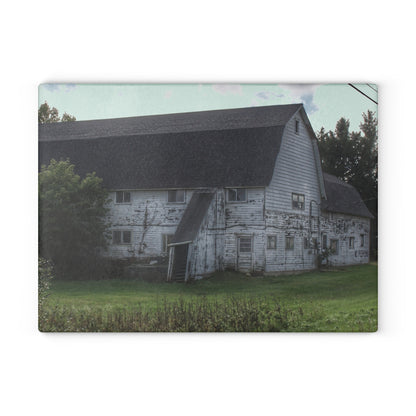U R There Photography Metamora M-24 White Rustic Farmhouse Tempered-Glass Cutting Board