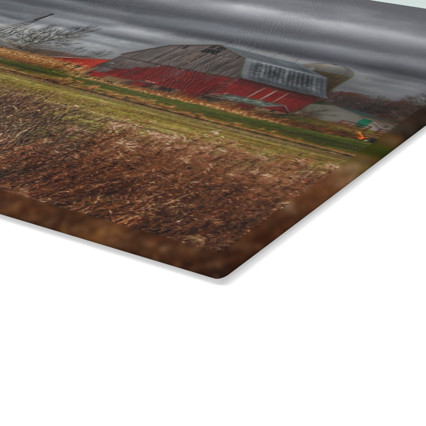 U R There Photography Slattery Road Grey Rustic Farmhouse Tempered-Glass Cutting Board