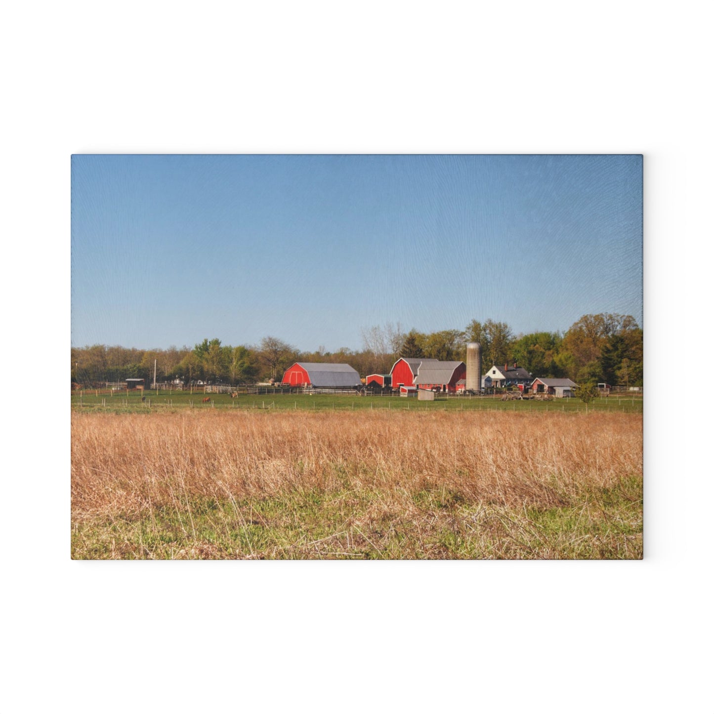 U R There Photography East Millington Road Farm Rustic Farmhouse Tempered-Glass Cutting Board