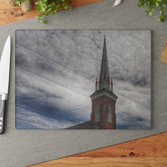 U R There Photography Frankenmuth Catholic Church Rustic Farmhouse Tempered-Glass Cutting Board