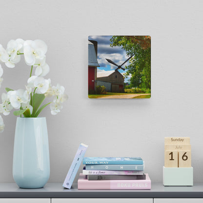 U R There Photography Hough Barn View Rustic Farmhouse Acrylic Analog Wall Clock