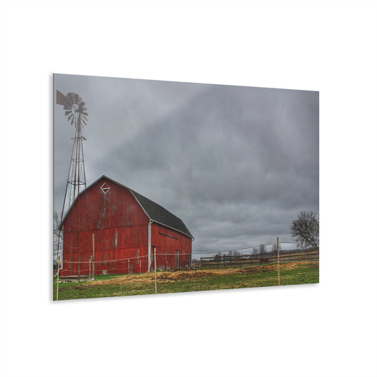 U R There Photography West Lake Road Red Barn and Windmill Rustic Farmhouse Acrylic Wall Print