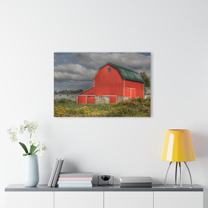 U R There Photography Valentine Road Fieldstone Red Rustic Farmhouse Acrylic Wall Print