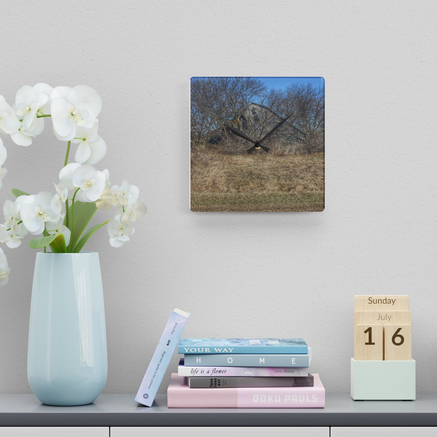U R There Photography Fargo Road Forgotten Rustic Farmhouse Acrylic Analog Wall Clock