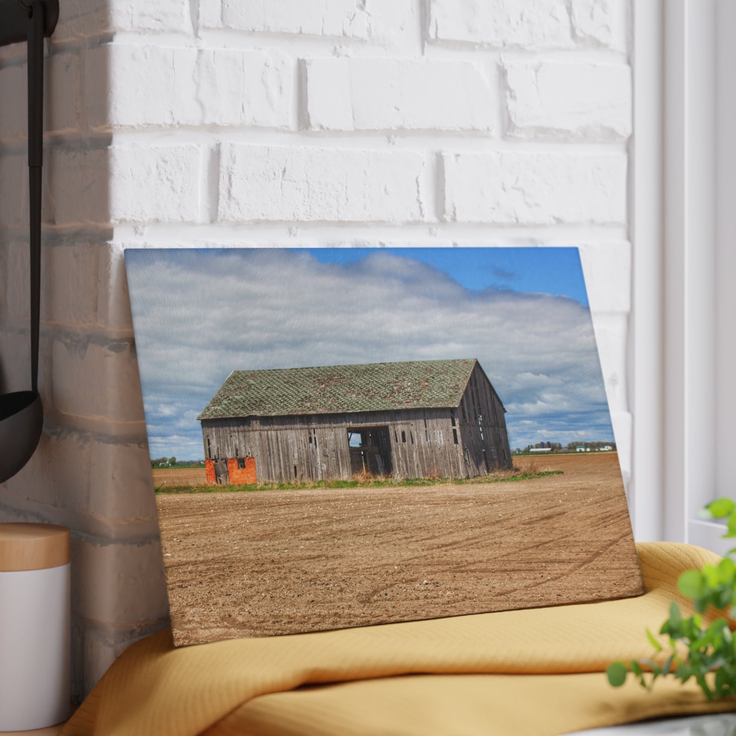 U R There Photography Rescue Road Grey Rustic Farmhouse Tempered-Glass Cutting Board