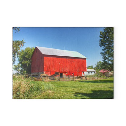 U R There Photography Harris Road Red Rustic Farmhouse Tempered-Glass Cutting Board
