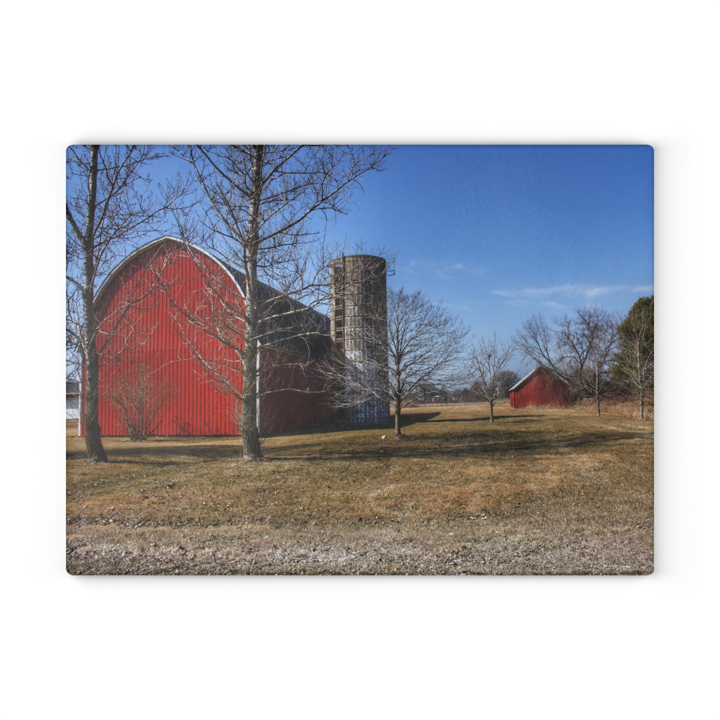U R There Photography Romeo Plank Road Reds I Rustic Farmhouse Tempered-Glass Cutting Board