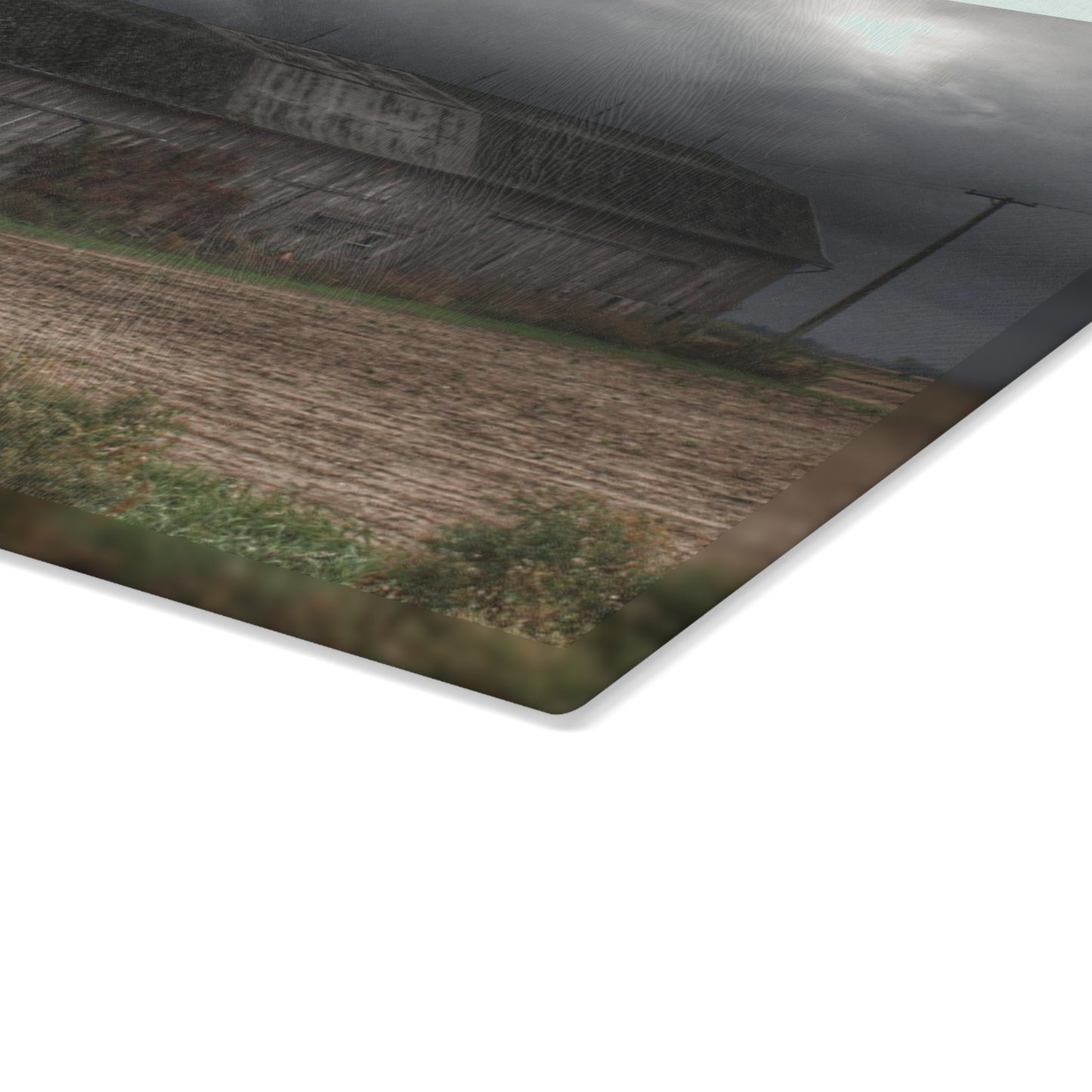 U R There Photography Waterman Road Grey II Rustic Farmhouse Tempered-Glass Cutting Board 8 "x 11"