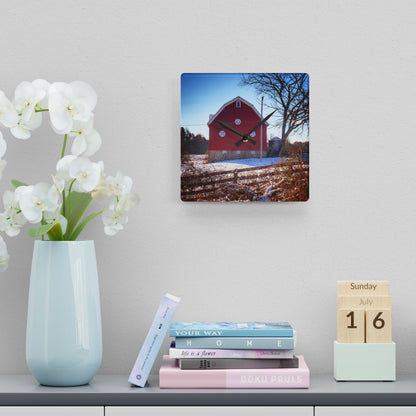 U R There Photography Groveland Red Rustic Farmhouse Acrylic Analog Wall Clock