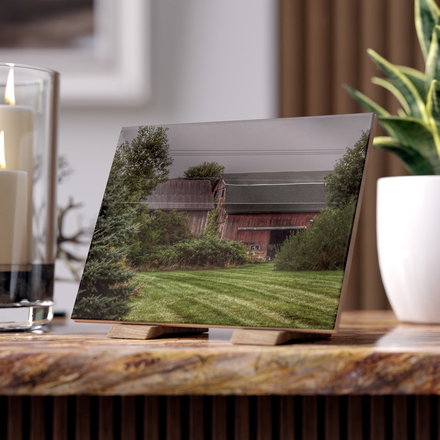 U R There Photography Bowers Road Grey Duo II Rustic Farmhouse Decorative Ceramic Tile