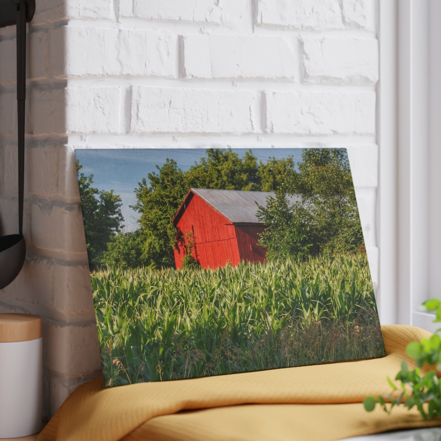 U R There Photography Willard Road Red III Rustic Farmhouse Tempered-Glass Cutting Board