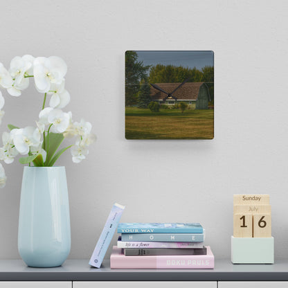 U R There Photography Crawford Road Green Rustic Farmhouse Acrylic Analog Wall Clock