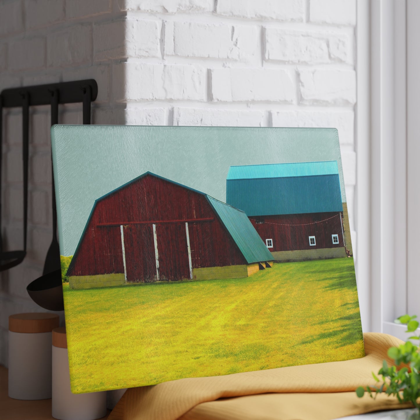 U R There Photography Baldwin Barn Brothers I Rustic Farmhouse Tempered-Glass Cutting Board