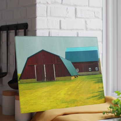 U R There Photography Baldwin Barn Brothers I Rustic Farmhouse Tempered-Glass Cutting Board