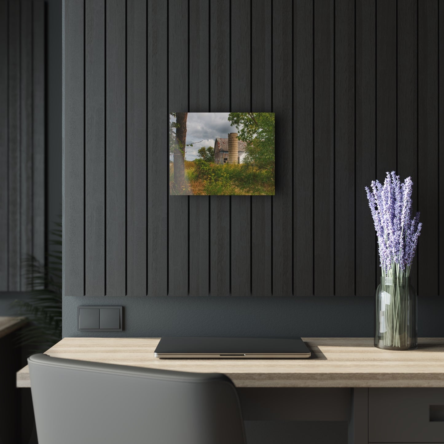 U R There Photography Hill Road Roadside Grey III Rustic Farmhouse Acrylic Wall Print