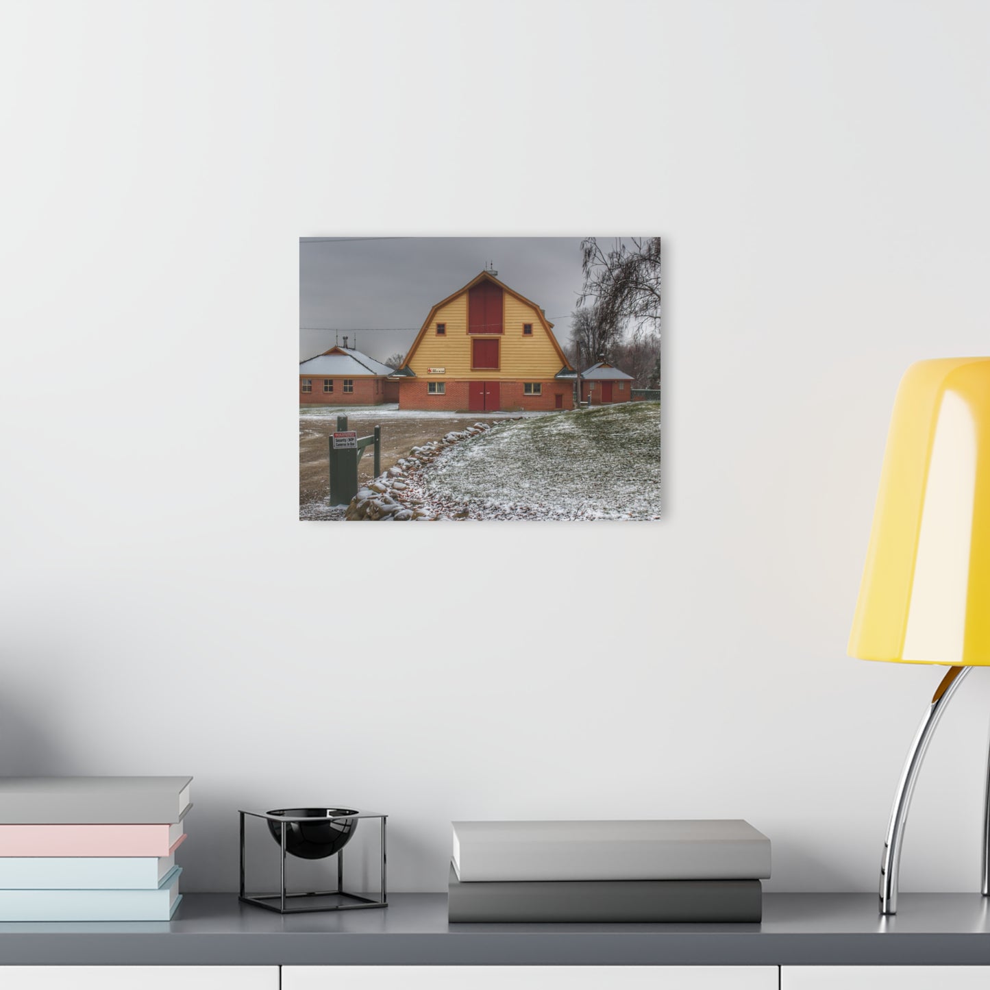 U R There Photography Yellow Barn of Bordman Rustic Farmhouse Acrylic Wall Print