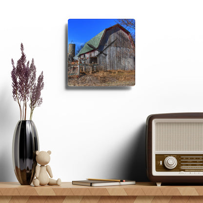 U R There Photography Romeo Plank Road Forgotten Greys Rustic Farmhouse Acrylic Analog Wall Clock