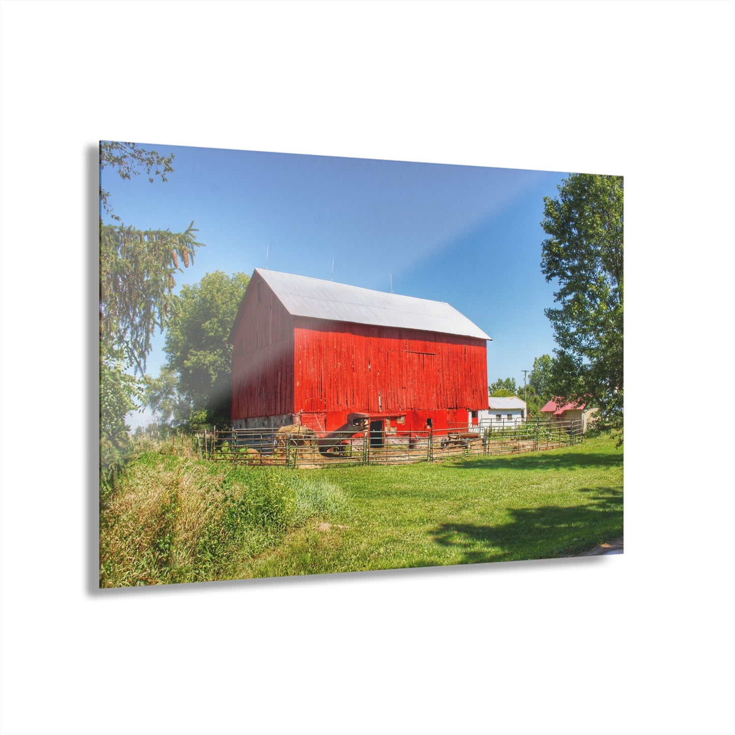 U R There Photography Harris Road Red Rustic Farmhouse Acrylic Wall Print
